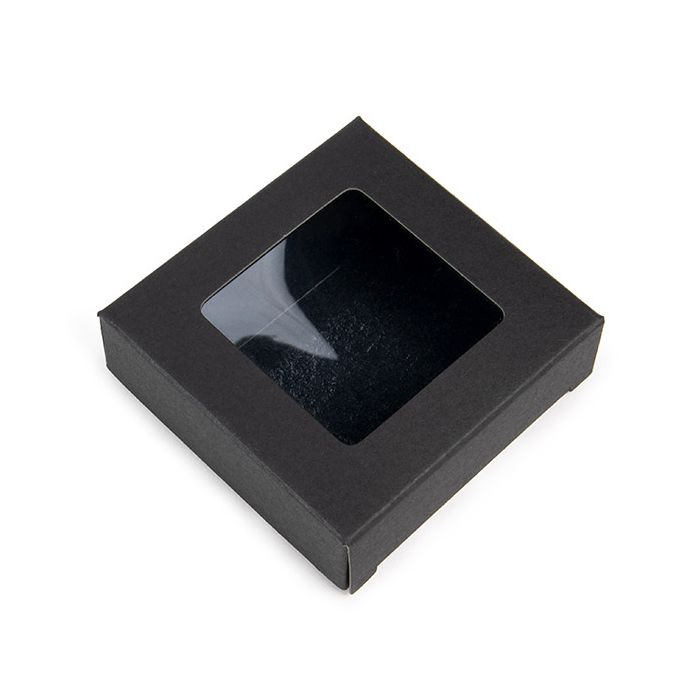 Black Gift Boxes Window Box w/ attached window 70x21x68 mm - 25 pieces