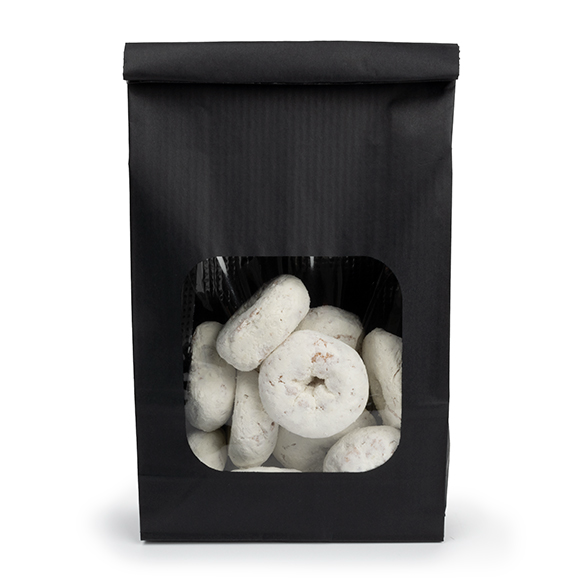 Black Kraft Tin Tie Bag w/ Window 15,2x7x26,7cm - 100 pcs