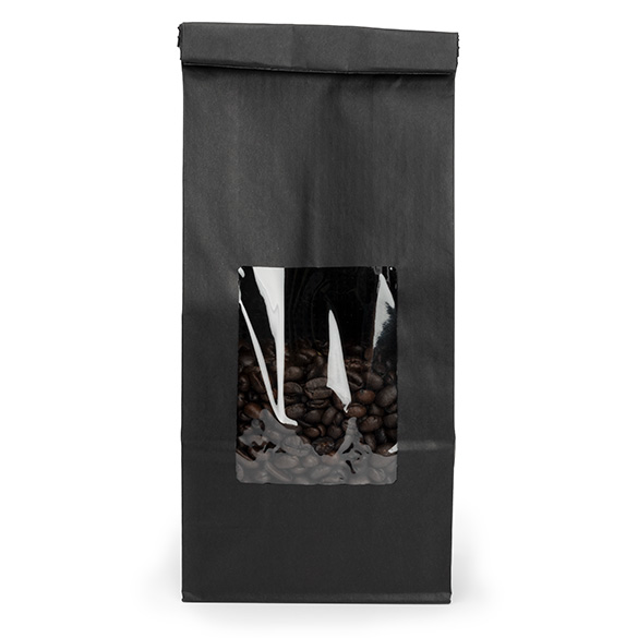 Black Kraft Tin Tie Bag w/ Window 10,8x6,4x26,7cm - 100 pcs