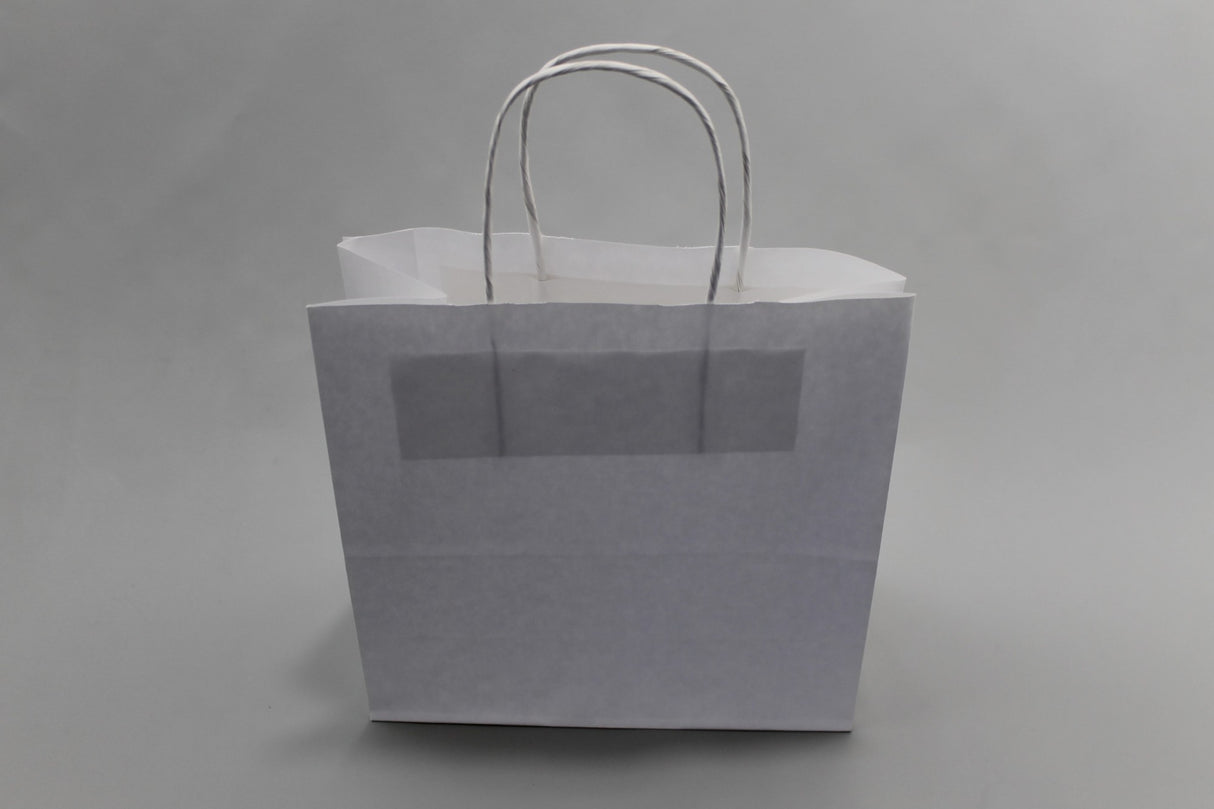 Paper Carry Bags White 140+80x210mm - 50 pcs