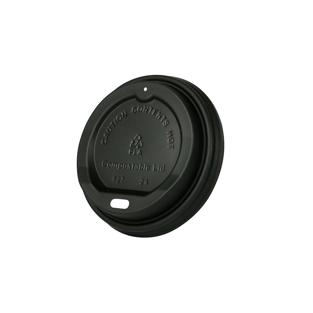 Lid CPLA Ø 80 mm Black Drinking hole