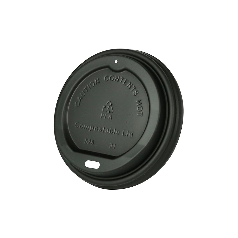 Lid CPLA Ø 90 mm Black Drinking hole