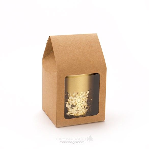 Kraft Gift Boxes with Window 89x89x165mm - 25 pcs