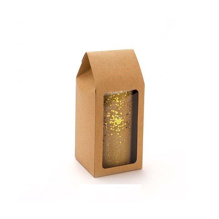 Kraft Gift Boxes with Window 89x89x216mm - 25 pcs
