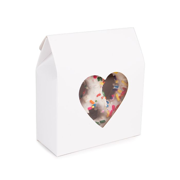 Kraft Gift Boxes White with Heart Window 89x38x102 mm - 25 pcs