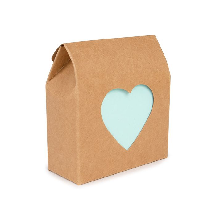 Kraft Gift Boxes Kraft with Heart Window 89x38x102 mm - 25 pcs