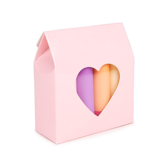 Kraft Gift Boxes Pink with Heart Window 89x38x102 mm - 25 pcs