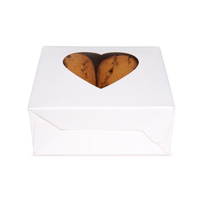 Kraft Gift Boxes White with Heart Window 105x44x133 mm - 25 pcs