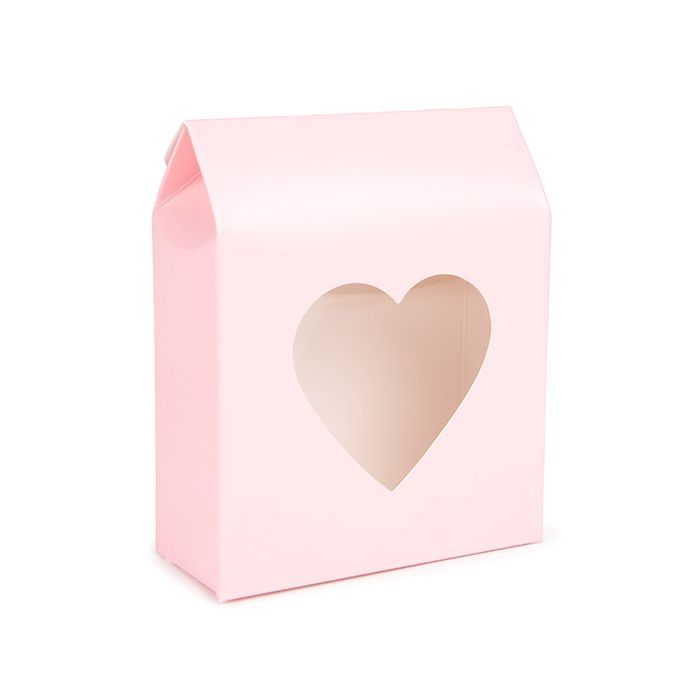 Kraft Gift Boxes Pink with Heart Window 105x44x133 mm - 25 pcs