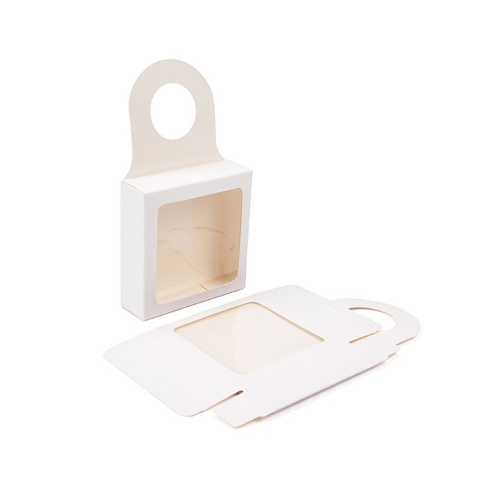 White Kraft Box With Window 92x29x92mm - 25 pcs