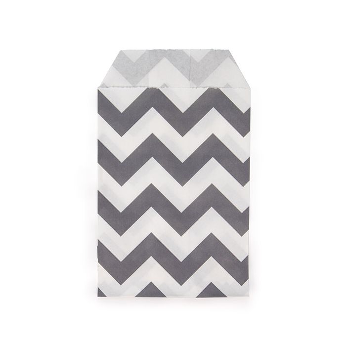 Paper Bags White with Black Chevron Stripes 76x127 mm - 100 pieces