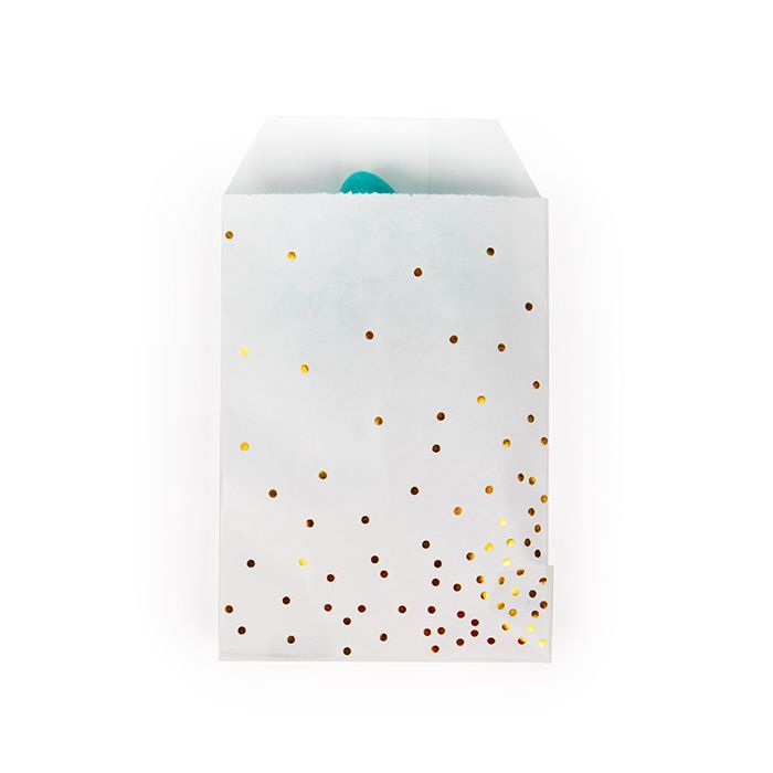 Paper Bags White with Gold Dots 76x127 mm - 100 pieces