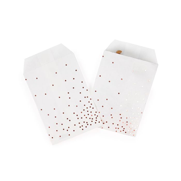 Paper Bags White with Rose Gold Dots 76x127 mm - 100 pieces