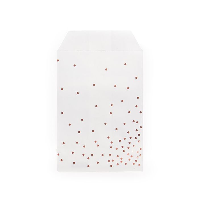 Paper Bags White with Rose Gold Dots 76x127 mm