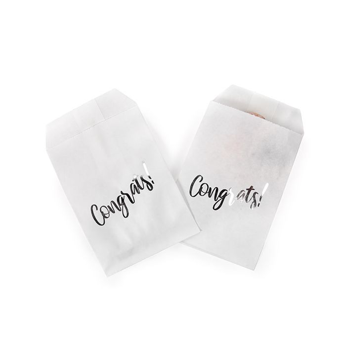 Paper Bags White with Silver Congrats 76x127 mm - 100 pieces