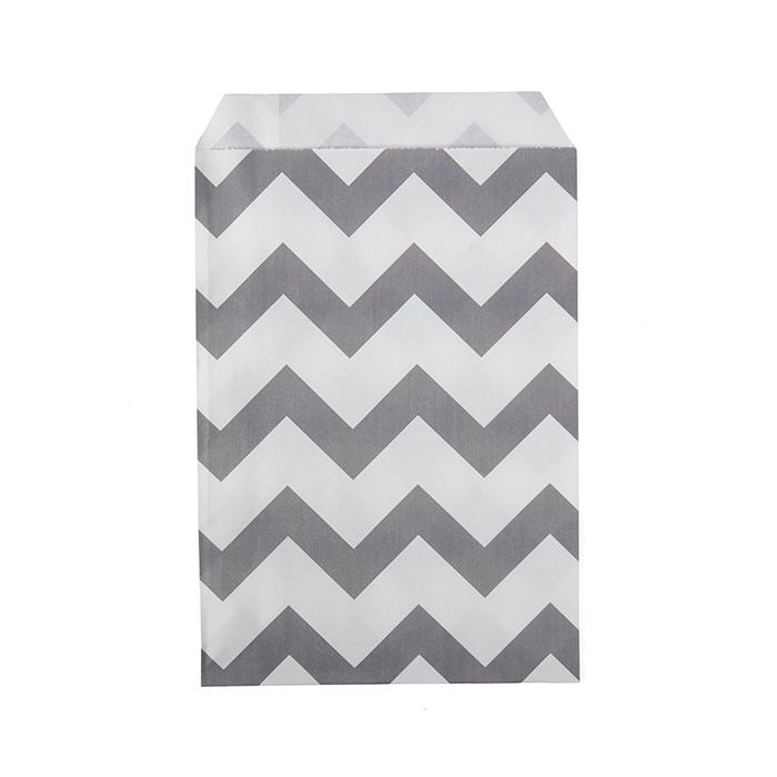 Paper Bags White with Grey Chevron Stripes 127x203 mm