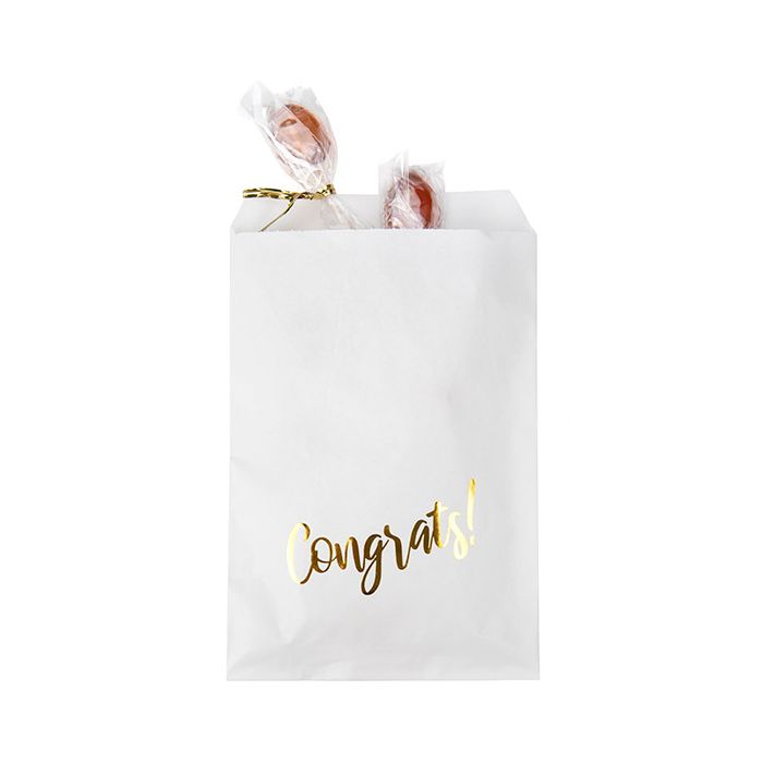 Paper Bags White with Gold Congrats 127x203 mm - 100 pieces