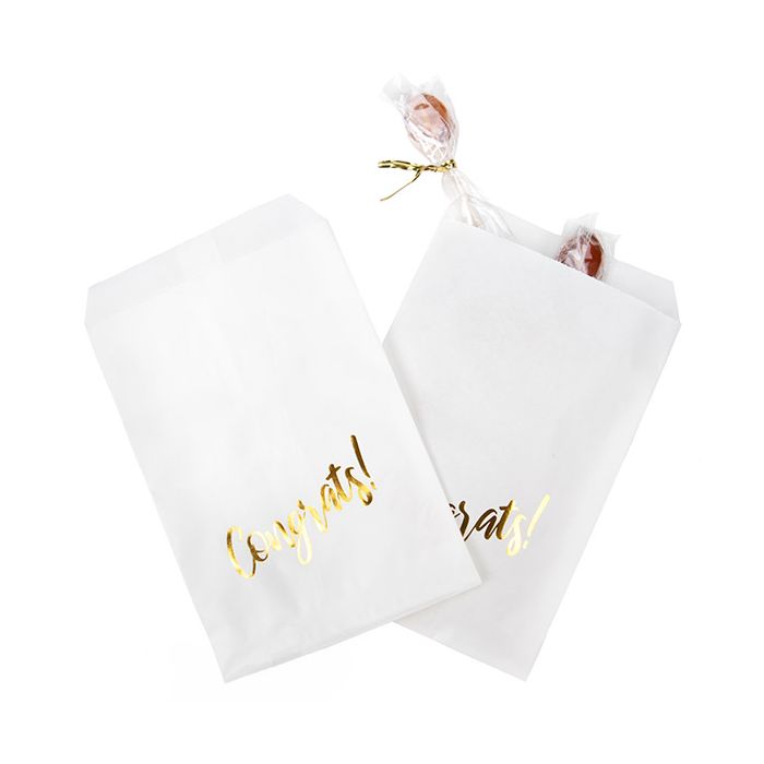 Paper Bags White with Gold Congrats 127x203 mm - 100 pieces