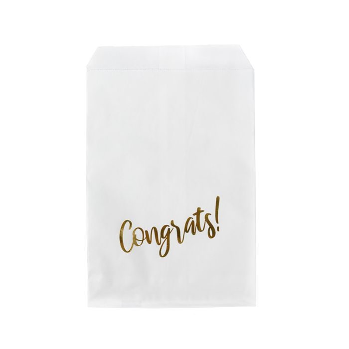 Paper Bags White with Gold Congrats 127x203 mm