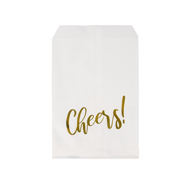 Paper Bags White with Gold Cheers 127x203 mm