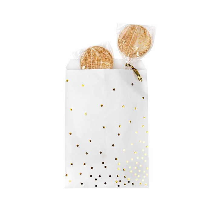 Paper Bags White with Gold Dots 127x203 mm - 100 pieces