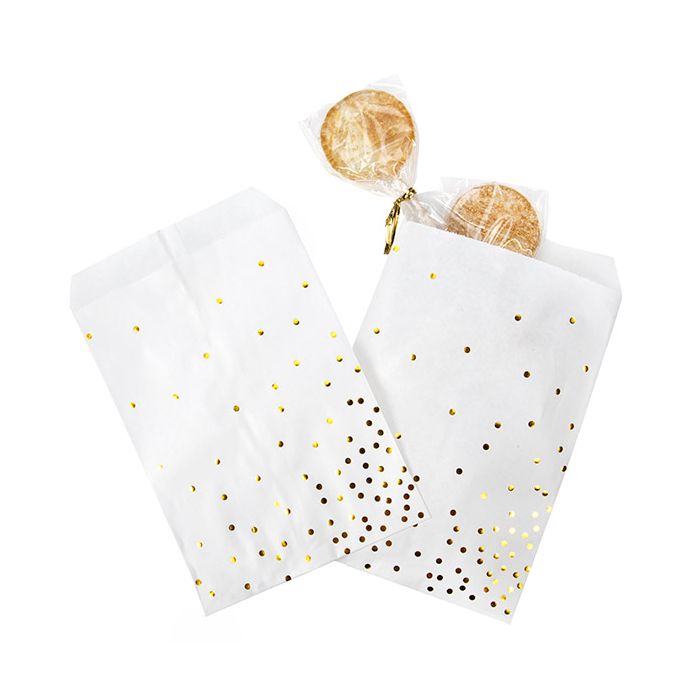Paper Bags White with Gold Dots 127x203 mm - 100 pieces