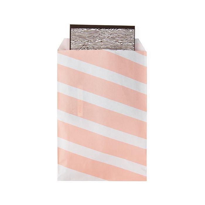 Paper Bags White with Pink Stripes 127x203 mm - 100 pieces