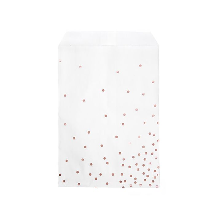 Paper Bags White with Rose Gold Dots 127x203 mm