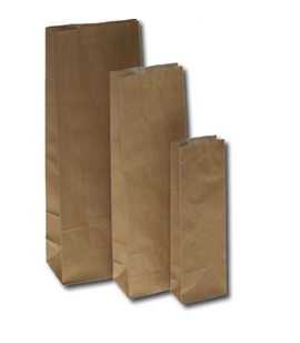 Eco Block Bottom Bags Brown Kraft Paper greaseproof 105x65x280mm - 100 pcs