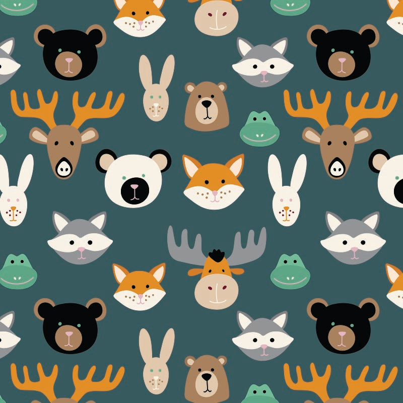 Coated giftpaper on a roll Wild animals green 30cm wide (1 pc.) [FP