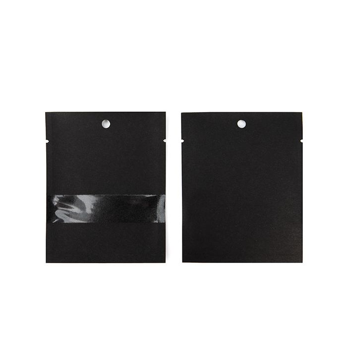 Kraft Bags Black Eco-fiendly 76x102 mm Sealable With Window - 100 pieces