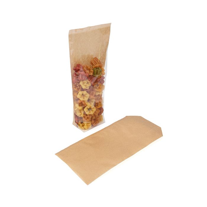 Kraft Block Bottom Bags w/ Paper Insert 70x51x254 mm - 100 Pieces