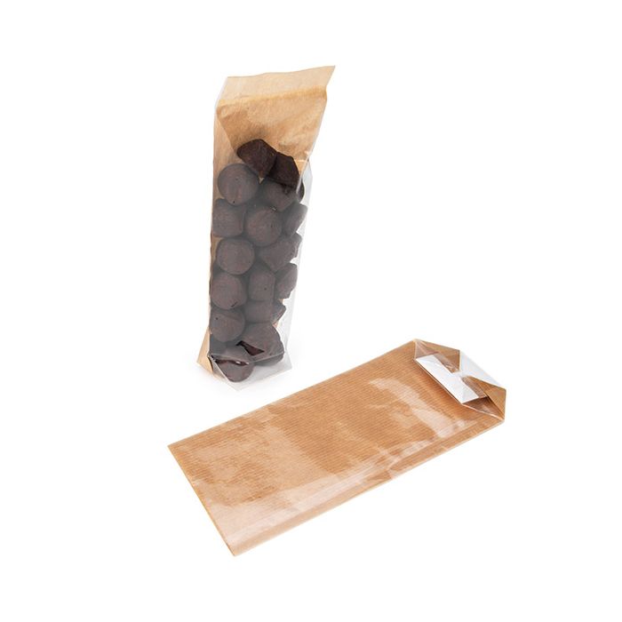 Kraft Block Bottom Bags w/ Paper Insert 51x44x216 mm - 100 Pieces