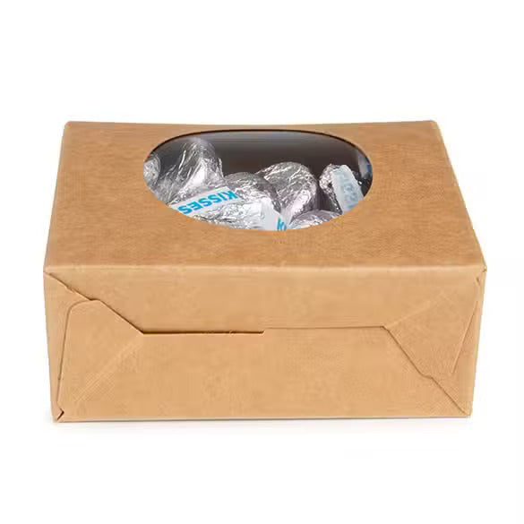 Kraft Gift Boxes with Circle Window 89x38x102 mm - 25 pcs