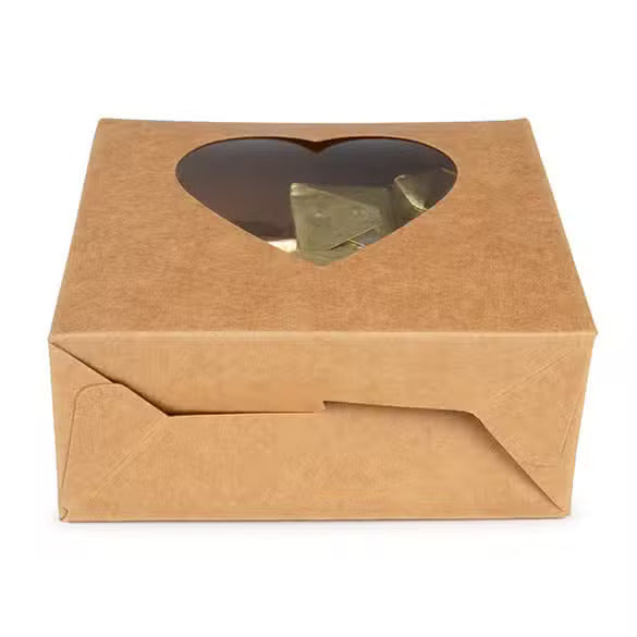 Kraft Gift Boxes with Heart Window 105x44x133 mm - 25 pcs