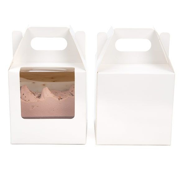 White Paper Handle Box 102x102x102 mm w/ Window - 25 Pieces