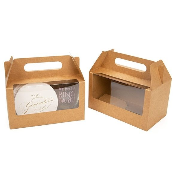 Kraft Paper Handle Box 178x102x102 mm w/ Window - 25 Pieces