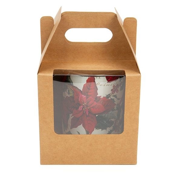 Kraft Paper Handle Box 102x102x102 mm w/ Window - 25 Pieces