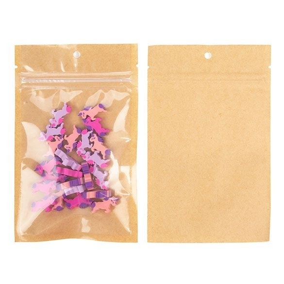 Kraft Barrier Bags with clear front 92 x 127 mm w/Tear Notches - 100 Pieces