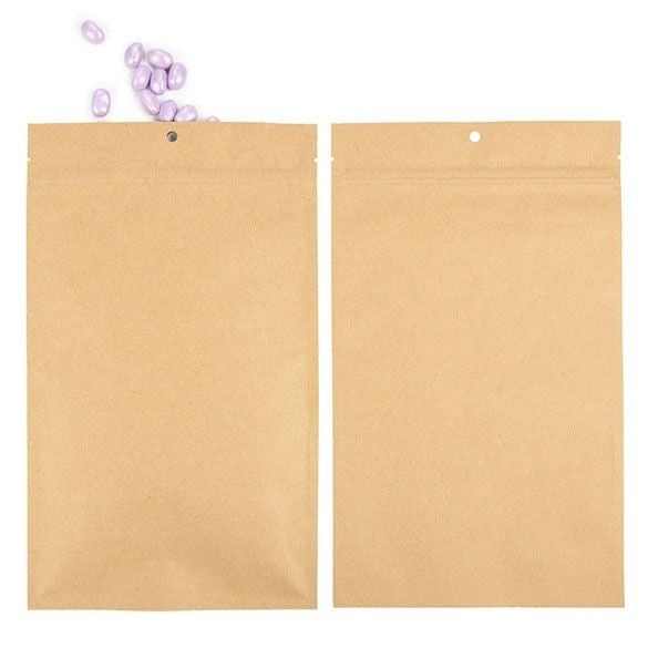 Kraft Hanging Barrier Bags 178 x 305 mm w/Tear Notches - 100 Pieces