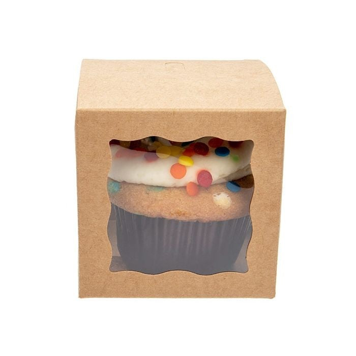 Kraft Gift Boxes Brown with 3 windows 75x75x75mm - 25 pieces