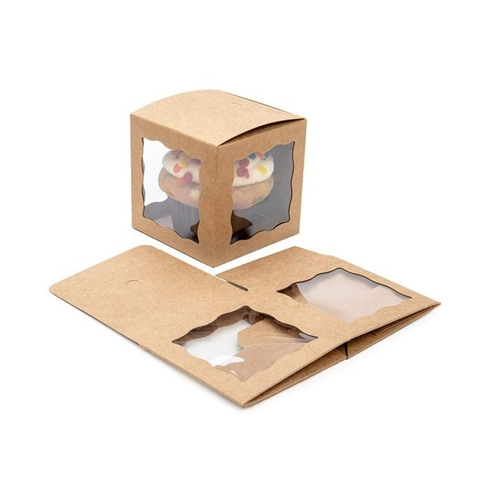 Kraft Gift Boxes Brown with 3 windows 75x75x75mm