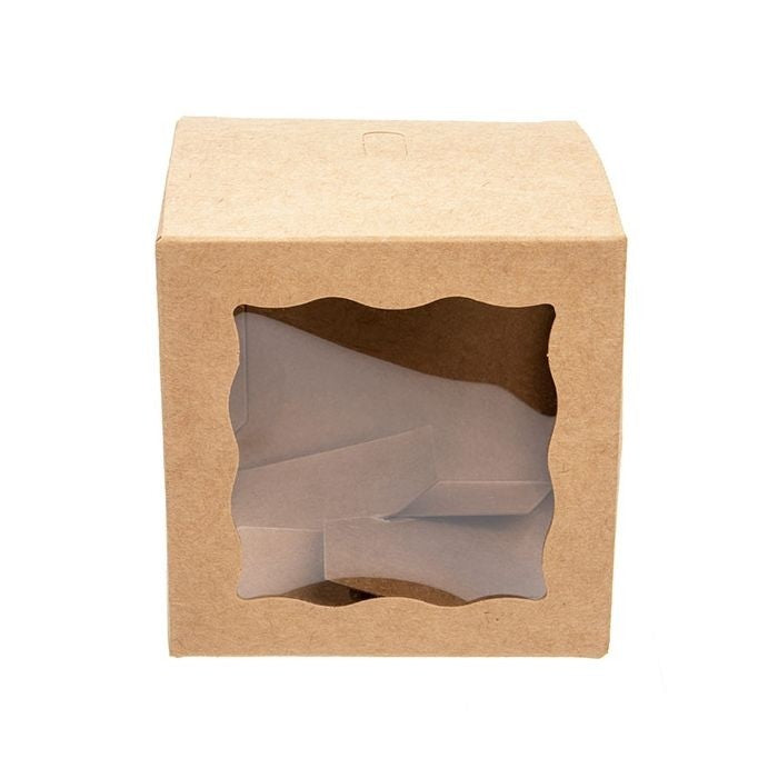 Kraft Gift Boxes Brown with 3 windows 75x75x75mm - 25 pieces
