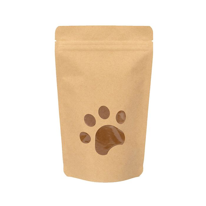 Stand Up Pouches Kraft | Paw Shaped Window | 113 gram | 130x79x206mm - 25 pcs