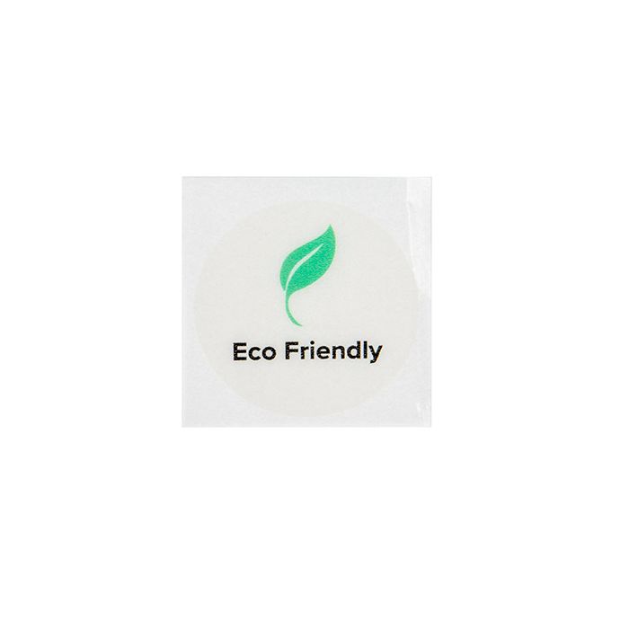 Stickers Round Eco Friendly (Clear w/ Green Leaf & Black Tekst) 25 mm