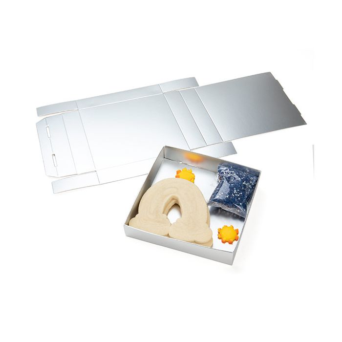 Silver Kraft Gift Boxes Bottom 130x25x133mm -25 pieces