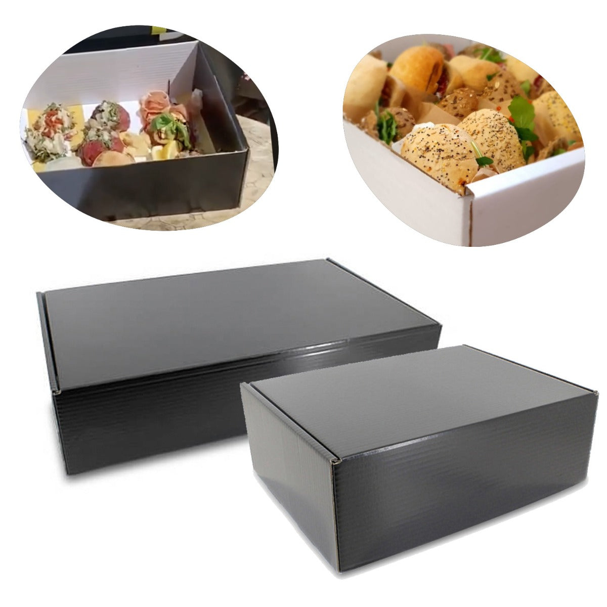 Food boxes 61x37x14cm Black - 25 pcs