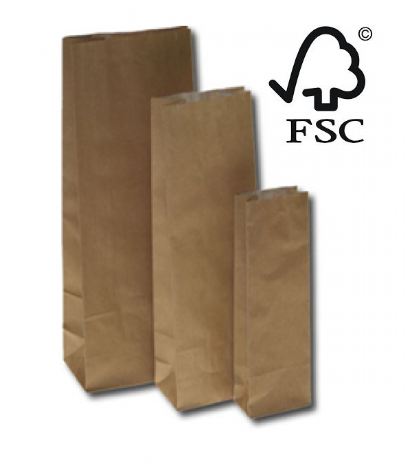 Eco Block Bottom Bags Brown Kraft Paper greaseproof 105x65x280mm