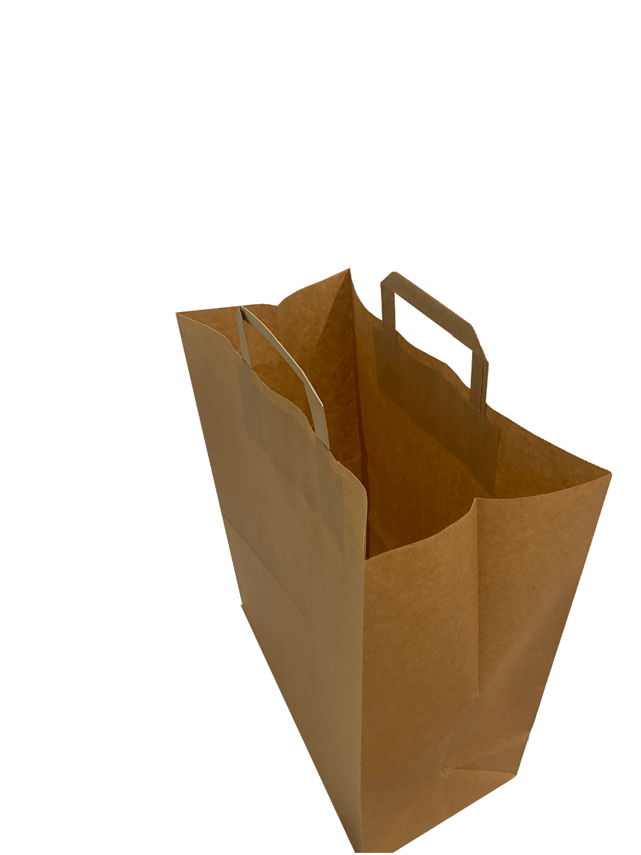 Eco Paper Shopping Bags Brown 320+170x410mm - 50 pcs