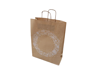 Paper Carrier Bags Xmas 32+12x41cm Kraft 100 grams